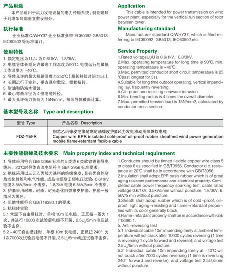 FDZ-YEFR FDZ-KEFR FDZ-KEFRP風力發(fā)電移動用耐低溫耐扭轉(zhuǎn)電纜